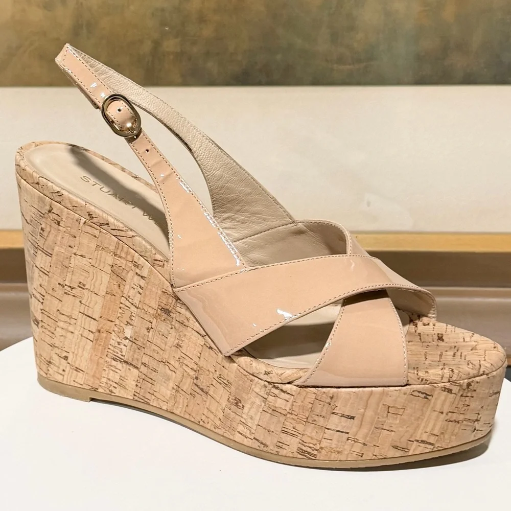 🌹STUART WEITZMAN🌹 Dayna Slingback Wedge Adobe Beige Size: 7.5B - Picture 5 of 12